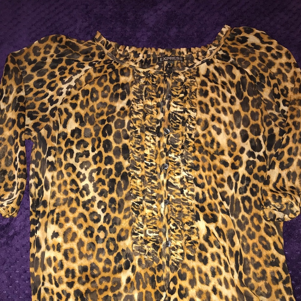 Leopard see through blouse